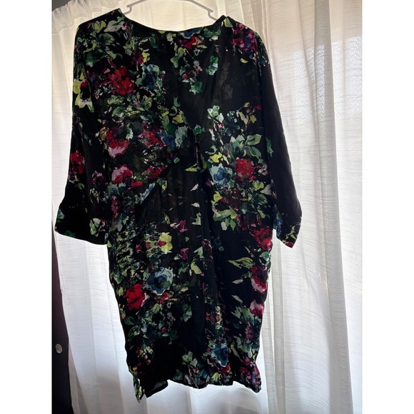 Maeve Floral Print Tunic Dress V-Neck 3/4 Sleeve Pockets XS - Picture 3 of 10